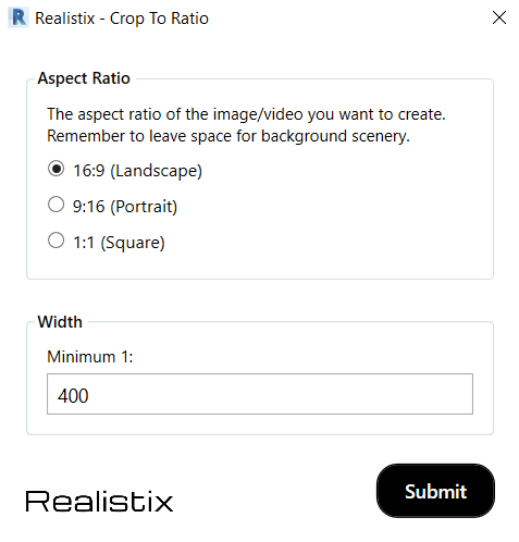 Crop to ratio dialog